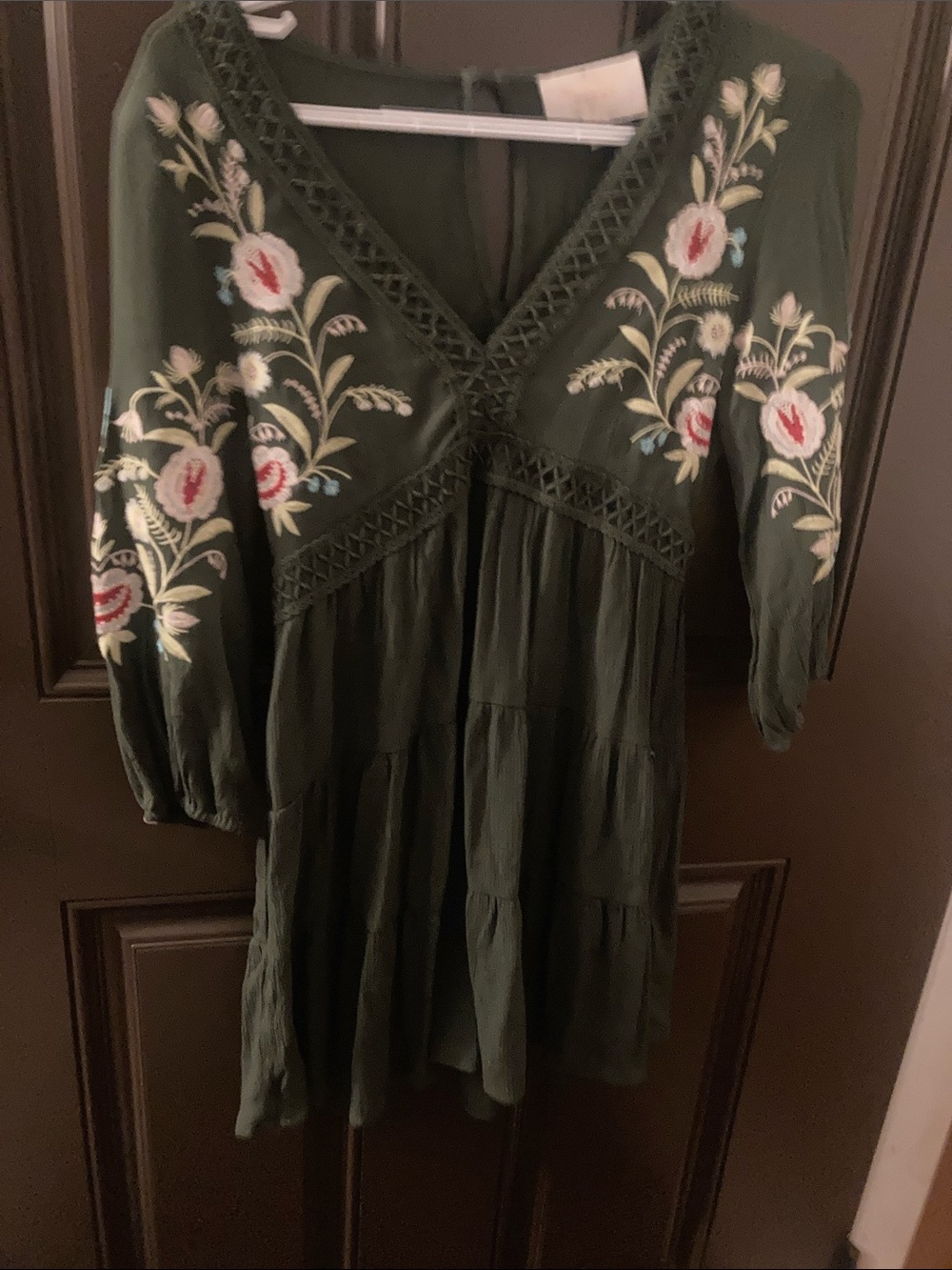 Woman’s dress with flowers print v neck